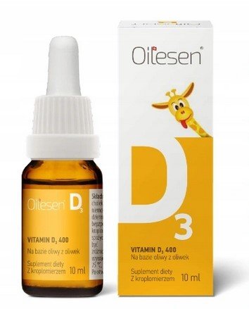Suplement diety, Oilesen, Vitamin D3 400iu krople dla dzieci, 10 ml VALENTIS POLSKA