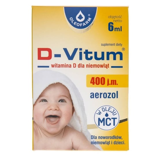 Suplement diety, Oleofarm, D-Vitum 400 j.m. witamina D dla niemowląt w aerozolu, 6 ml Oleofarm