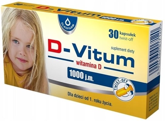 Suplement diety, Oleofarm, D-Vitum, Witamina D dla dzieci 1000 j.m., 30 kaps. Oleofarm