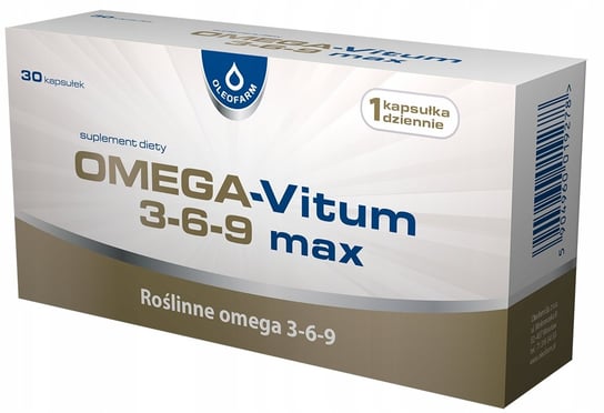 Suplement diety, Oleofarm, Omega-vitum 3-6-9 Max, Roślinne Kwasy Tłuszczowe Omega Odporność, 30 Tabl. Oleofarm