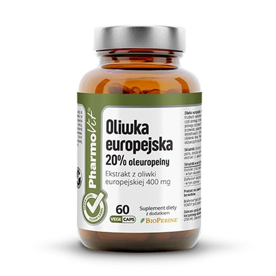 Suplement diety, Oliwka Europejska 20% Oleuropeiny 60 Kapsułek Clean Label - Pharmovit Pharmovit