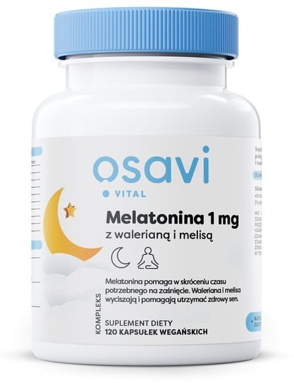 Suplement diety, Osavi - Melatonina z Walerianą i Melisą, 1mg, 120 vkaps Osavi