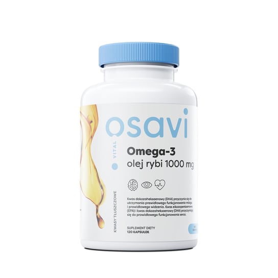 Suplement diety, Osavi Omega 3 Olej Rybi 1000 mg 120 kapsułek o smaku cytrynowym Osavi
