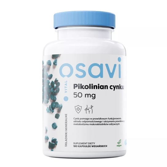 Suplement diety, Osavi Pikolinian cynku 50 mg 180 kapsułek wegańskich Osavi