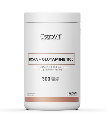 Suplement diety, OstroVit, BCAA + Glutamina 1100 mg, 300 kaps. OstroVit