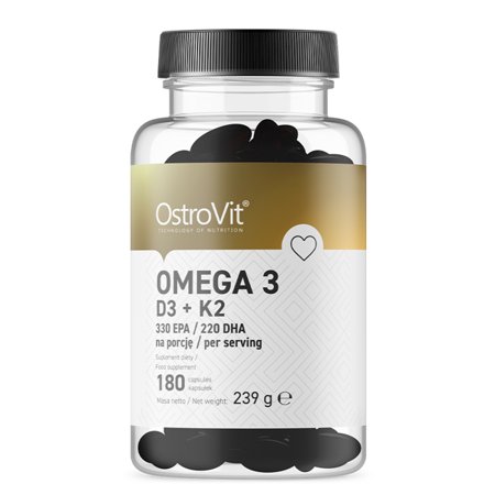 Suplement diety, OstroVit Omega 3 D3+K2 180 kapsułek zdrowe serce OstroVit