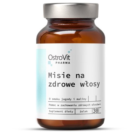 Suplement diety, OstroVit Pharma Misie Na Zdrowe Włosy 30 żelek jagodowo-malinowy OstroVit