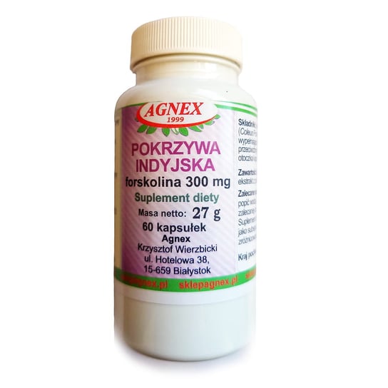 Suplement diety, Pokrzywa indyjska (forskolina 300 mg) - 60 kaps. AGNEX