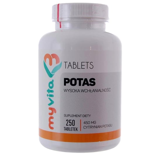 Suplement diety, Potas Cytrynian Potasu 250 Tabletek MyVita MyVita