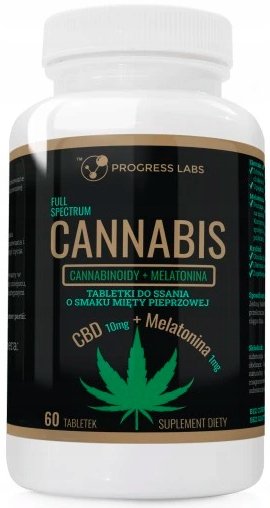 Suplement diety, Progress Labs, CBD 10mg + Melatonina 1 mg, 60 tab. Progress Labs