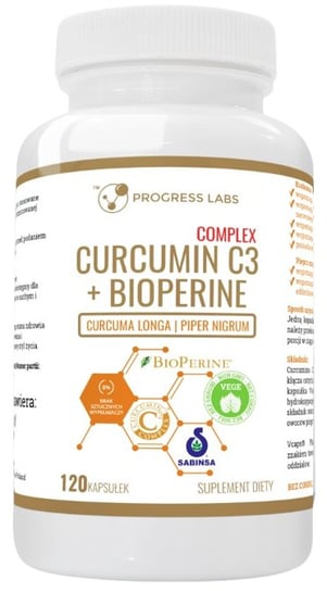 Suplement diety, Progress Labs, Curcumin C3 Complex 500mg Bioperine 10mg, 120 Kaps. Progress Labs