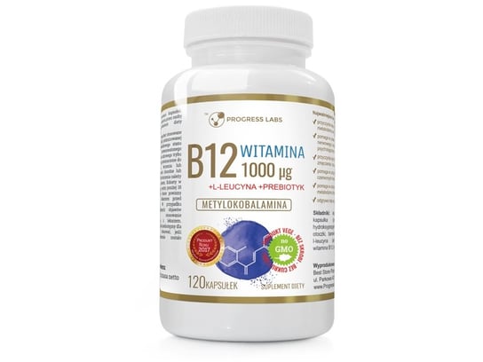 Suplement diety, Progress Labs, Witamina B12 1000 µg + Probiotyk, 120 kaps Progress Labs