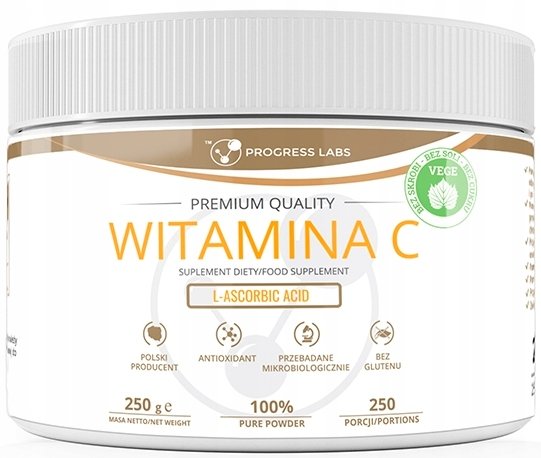 Suplement diety, Progress Labs, WITAMINA C, Kwas L-askorbinowy 1000 mg, 250g Progress Labs