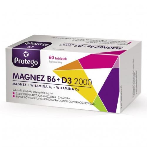 Suplement diety, Protego, Magnez B6 + D3 2000, Nerwy mięśnie, 60tabl Protego