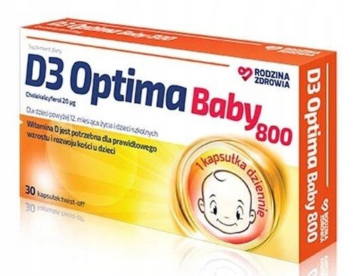 Suplement diety, Rodzina Zdrowia, D3 Optima Baby 800, 30 kaps. Silesian Pharma
