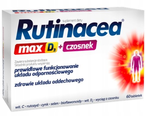 Suplement diety, Rutinacea Max D3 + Czosnek Witamina D, 60 Tab. Aflofarm
