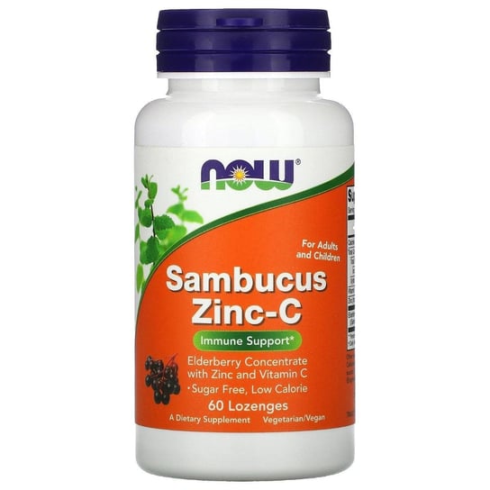 Suplement diety, Sambucus Zinc-C - Cynk do ssania (60 tabl.) Now Foods