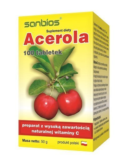 Suplement diety, Sanbios, Acerola, 100 tabletek Sanbios
