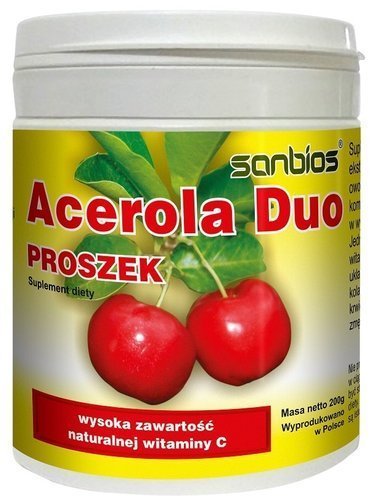 Suplement diety, Sanbios, Acerola Duo z Witaminą C, proszek, 200 g Sanbios