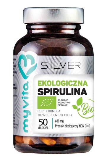 Suplement diety, SILVER 100% Spirulina BIO 600mg, 50kaps. MyVita Proness