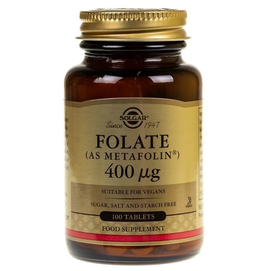 Suplement diety, Solgar, Foliany, 400 mcg, 100 tabletek Solgar