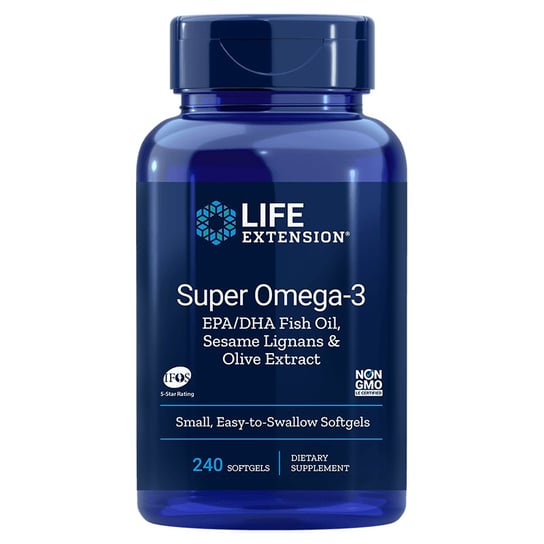 Suplement diety, Super Omega-3 EPA/DHA z Lignanami Sezamowymi i Ekstraktem z Oliwek (120 kaps.) Life Extension