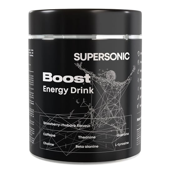Suplement diety, Supersonic, Boost Energy Drink, Napój energetyczny Truskawka-Rabarbar suplementy diety, 215 g Supersonic