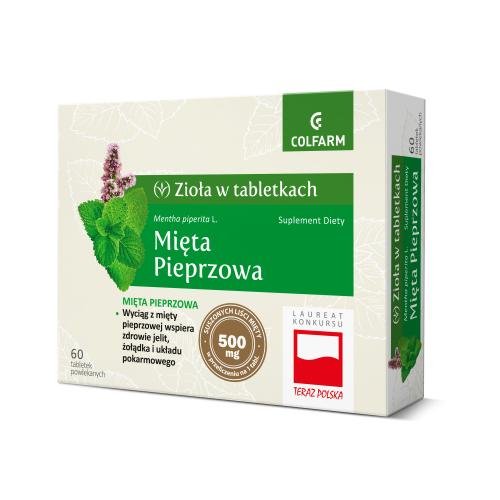 Suplement diety, Suplement diety, Colfarm, Mięta pieprzowa, na żołądek, na jelita 60 tabletek Colfarm