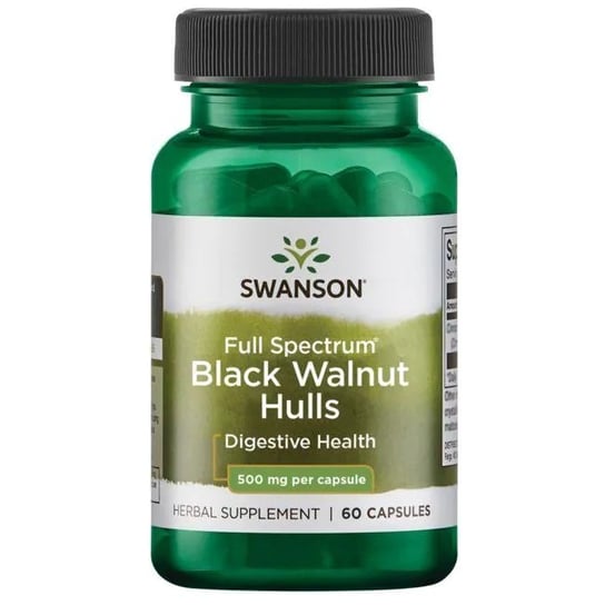 Suplement diety, Swanson, Czarny Orzech łuski 500 mg, 60 kaps. Swanson
