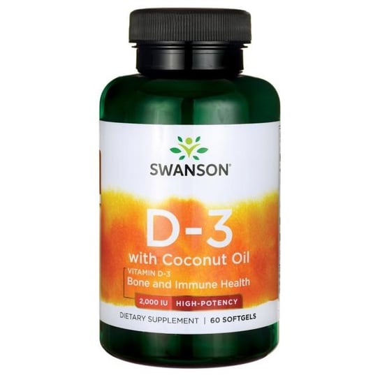 Suplement diety, Swanson Witamina D3 2000IU Z Olejem Kokosowym 60 Swanson