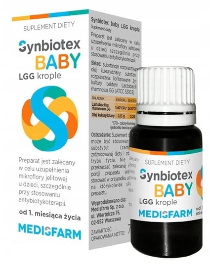 Suplement diety, Synbiotex Baby LGG, Krople, 7ml Medisfarm