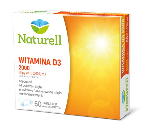 Suplement diety, USP Zdrowie, Naturell Witamina D3 2000, 60 tabletek Naturell