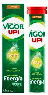 Suplement diety, USP Zdrowie, Vigor Up! Fast o smaku limonkowym, 20 tab. mus. USP Zdrowie