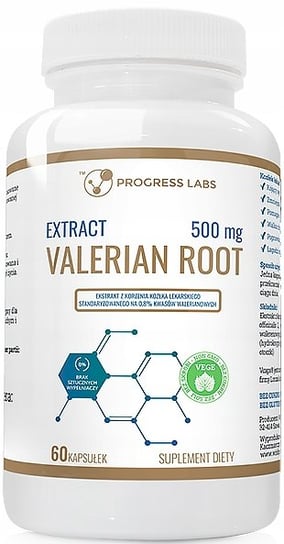 Suplement diety, Valerian, Root, Kozłek lekarski waleriana 500 mg, 60 kaps. Valerian