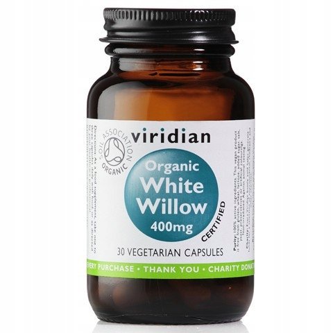 Suplement diety, Viridian, Ekologiczna kora wierzby białej 400mg, 30kaps. Viridian