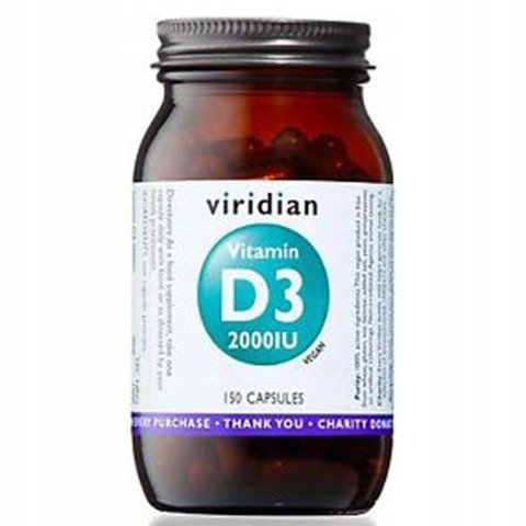 Suplement diety, Viridian, Witamina D3 2000IU (wegan), 150 kaps. Viridian