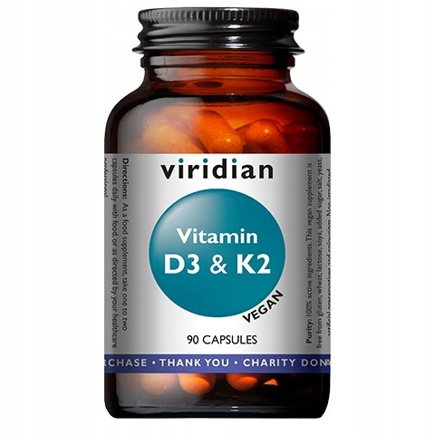 Suplement diety, Viridian, Witamina D3 i K2, 90 kaps. Viridian