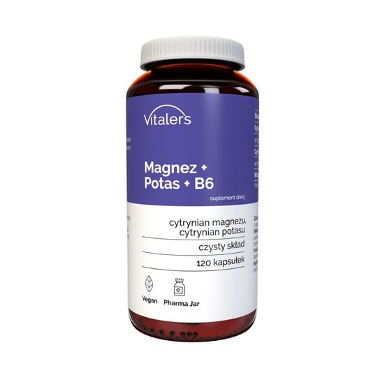 Suplement diety, Vitaler's, Magnez 100 mg + Potas 150 mg + B6 10 mg, 120 kaps. Vitaler's