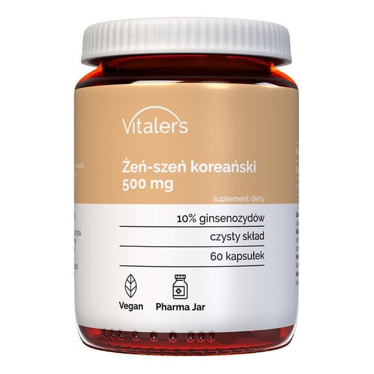Suplement diety, Vitaler's, Żeń-szeń koreański (Panax ginseng) 500 mg, 60 kaps. Vitaler's