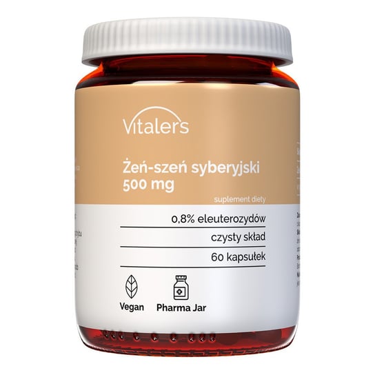 Suplement diety, Vitaler's, Żeń-szeń syberyjski (Eleuthero) 500 mg, 60 kaps. Vitaler's