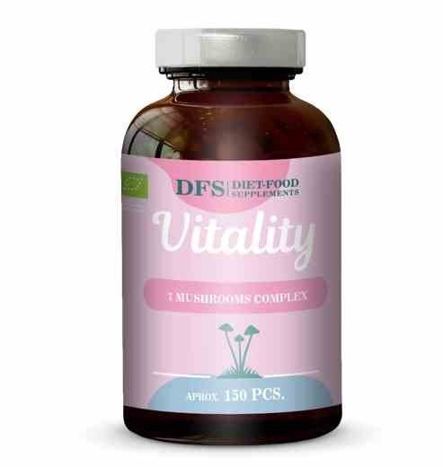 Suplement diety, Vitality -kompleks 7 grzybów witalnych w kapsułkach BIO 45g Vitality