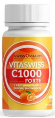 Suplement diety, VITASWISS, C1000 FORTE, witamina C, 60 tab. WITAMINA C 1000 mg z bioflawonoidami