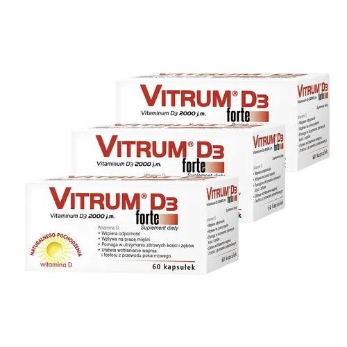 Suplement diety, VITRUM D3 FORTE 2000 j.m., 3-pak (3 x 60 kaps.) Vitrum