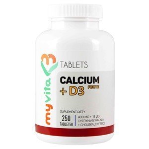 Suplement diety, Wapń Calcium(Cytrynian wapnia) + witamina D3 MyVita 250 tabletek MyVita
