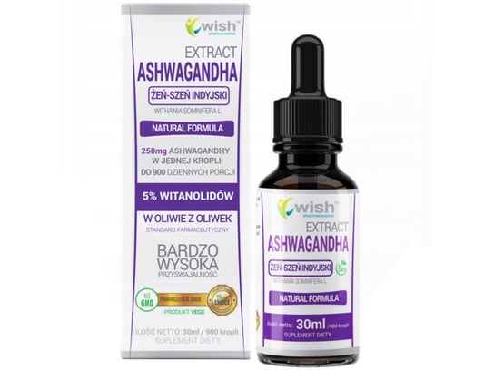 Suplement diety, Wish, Ashwagandha Żeń-Szeń Indyjski Extract 5% Witanolidów, 30 ml Wish Pharmaceutical
