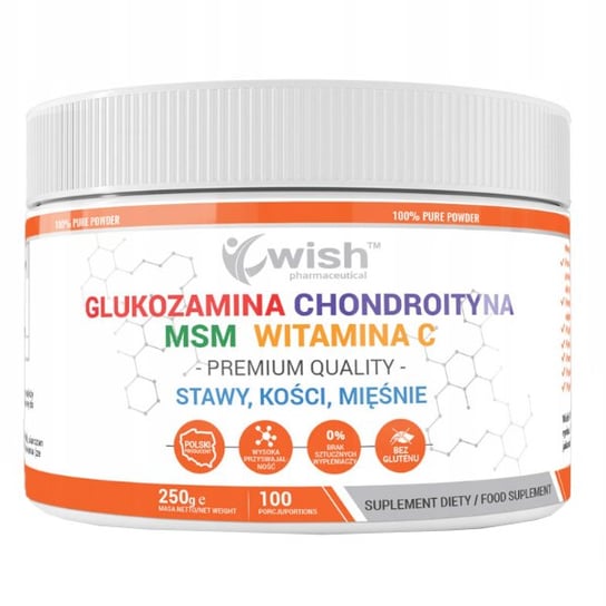 Suplement diety, WISH Glukozamina Chondroityna MSM Witamina C 250 g Wish Pharmaceutical