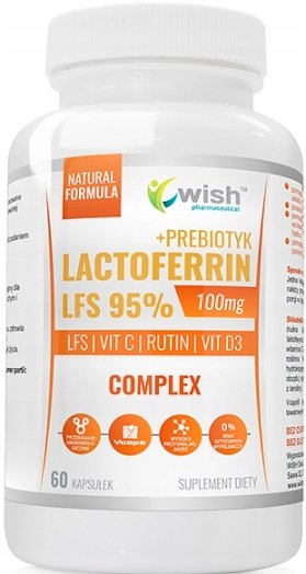 Suplement diety, WISH Laktoferyna + probiotyk, 60 kaps, odporność WISH Pharmaceutcial