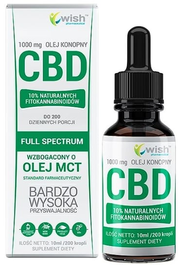 Suplement diety, Wish, Olej konopny 10% CBD + MCT 10ml Wish Pharmaceutical