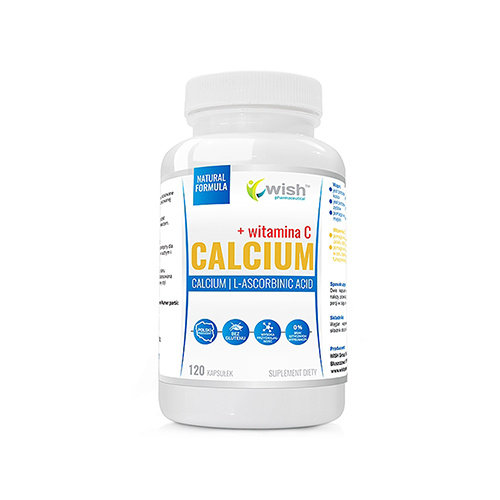 Suplement diety, Wish Pharmaceutical Calcium + Vitamin C - 120Caps. Wish Pharmaceutical