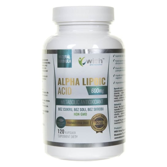 Suplement diety, Wish Pharmaceutical, Kwas Alfa Liponowy (ALA) 600 mg, 120 kapsułek Wish Pharmaceutical